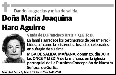 HARO AGUIRRE,MARIA JOAQUINA