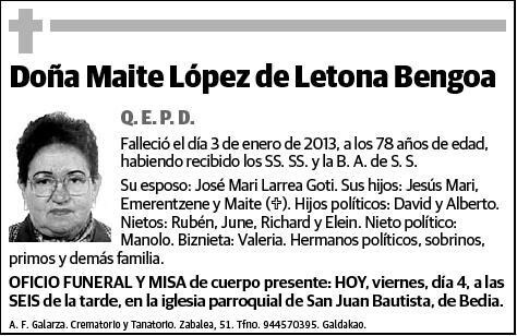 LOPEZ DE LETONA BENGOA,MAITE