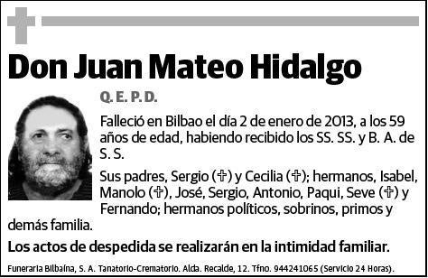 MATEO HIDALGO,JUAN