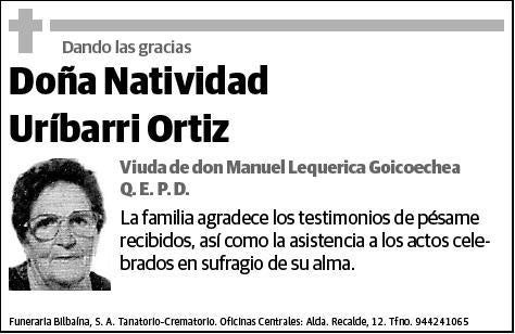 URIBARRI ORTIZ,NATIVIDAD