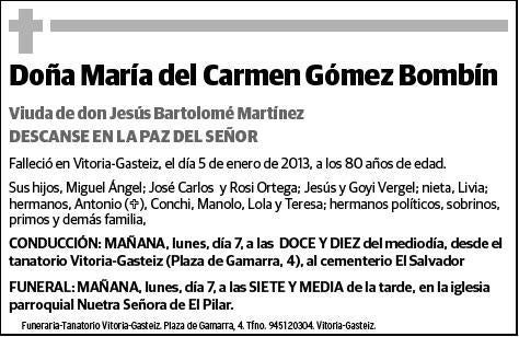 GOMEZ BOMBIN,MARIA DEL CARMEN