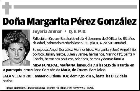 PEREZ GONZALEZ,MARGARITA