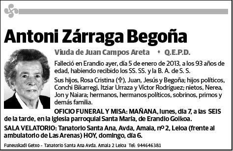 ZARRAGA BEGOÑA,ANTONI