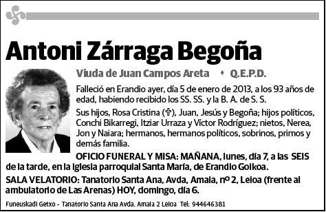 ZARRAGA BEGOÑA,ANTONI