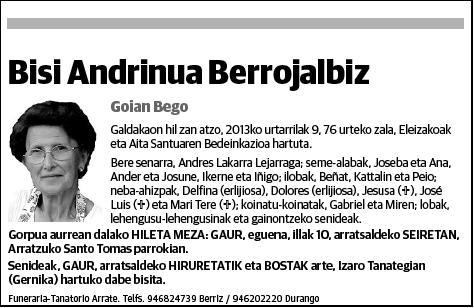 ANDRINUA BERROJALBIZ,BISI