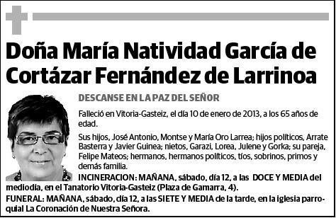 GARCIA DE CORTAZAR,MARIA NATIVIDAD