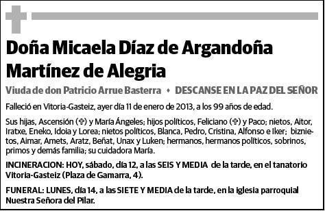 DIAZ DE ARGANDOÑA MARTINEZ DE ALEGRIA,MICAELA