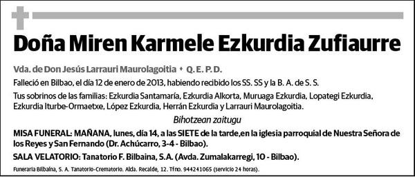 EZKURDIA ZUFIAURRE,MIREN KARMELE