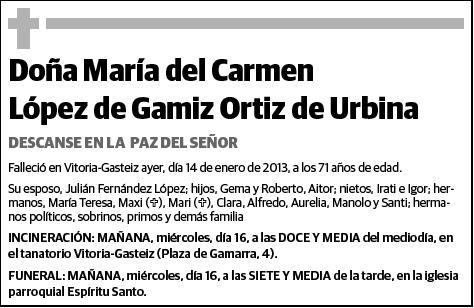 LOPEZ DE GAMIZ ORTIZ DE URBINA,MARIA DEL CARMEN