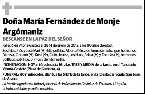 FERNANDEZ DE MONJE ARGOMANIZ,MARIA