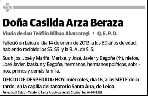 ARZA BERAZA,CASILDA