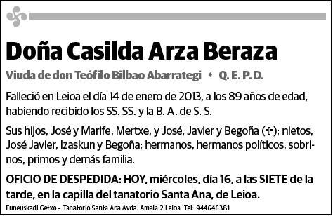 ARZA BERAZA,CASILDA