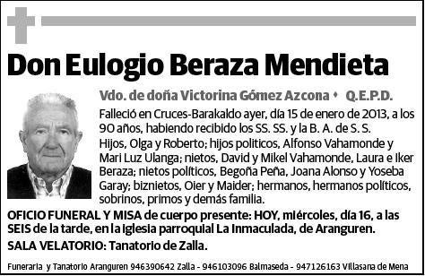 BERAZA MENDIETA,EULOGIO