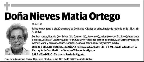 MATIA ORTEGO,NIEVES