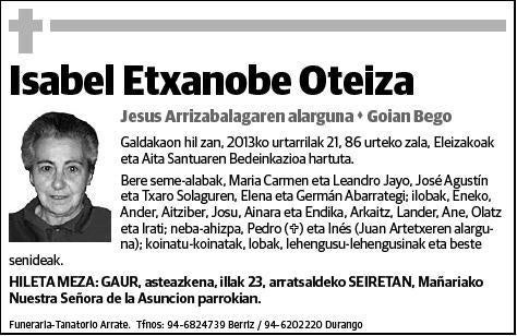 ETXANOBE OTEIZA,ISABEL