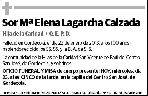 LAGARCHA CALZADA,SOR Mª ELENA