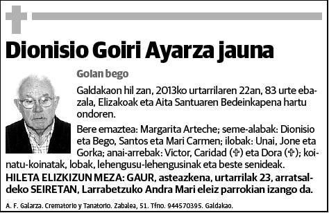 GOIRI AYARZA,DIONISIO