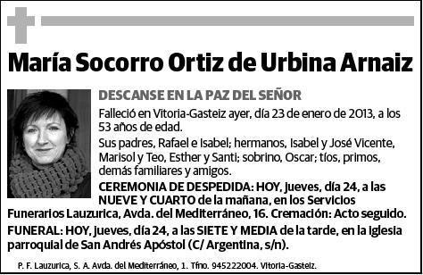 ORTIZ DE URBINA ARNAIZ,MARIA SOCORRO