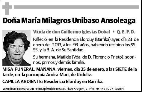 UNIBASO ANSOLEAGA,MARIA MILAGROS