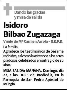 BILBAO ZUGAZAGA,ISIDORO