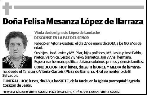 MESANZA LOPEZ DE ILARRAZA,FELISA