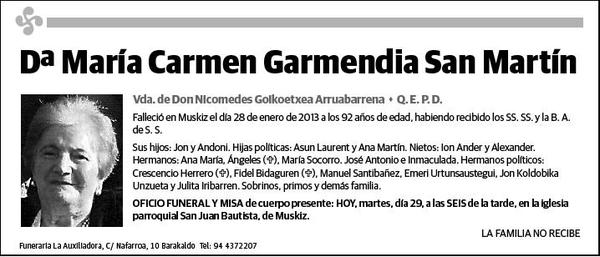 GARMENDIA SAN MARTIN,Mª CARMEN