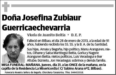 ZUBIAUR GUERRICAECHEVARRIA,JOSEFINA