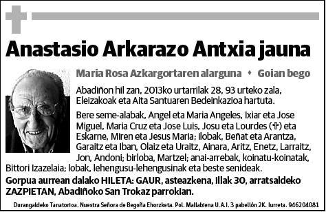 ARKARAZO ANTXIA,ANASTASIO