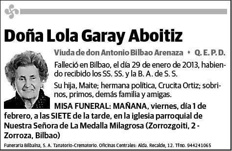 GARAY ABOITIZ,LOLA