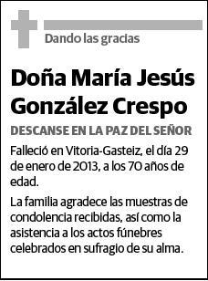 GONZALEZ CRESPO,MARIA JESUS