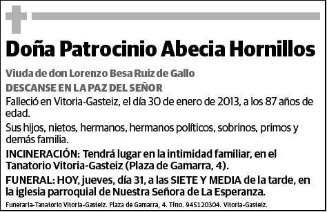 ABECIA HORNILLOS,PATROCINIO