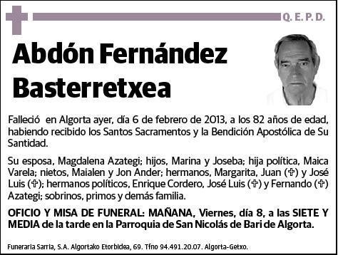 FERNANDEZ BASTERRETXEA,ABDON