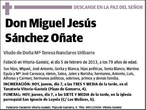 SANCHEZ OÑATE,MIGUEL JESUS