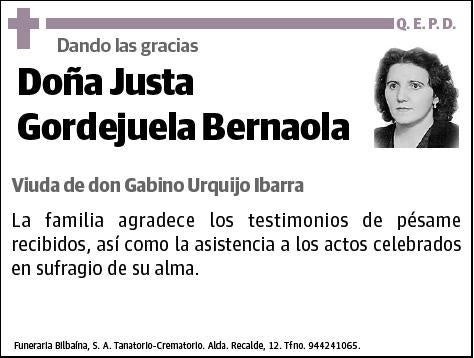 GORDEJUELA BERNAOLA,JUSTA