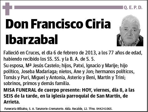 CIRIA IBARZABAL,FRANCISCO