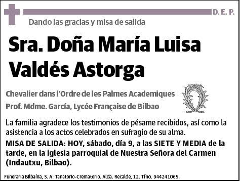 VALDES ASTORGA,MARIA LUISA