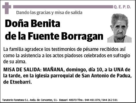 DE LA FUENTE BORRAGAN,BENITA