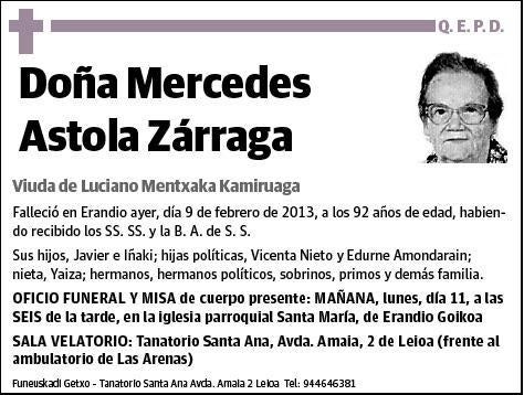 ASTOLA ZARRAGA,MERCEDES