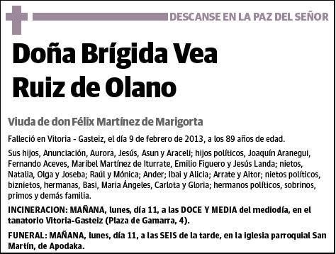 VEA RUIZ DE OLANO,BRIGIDA