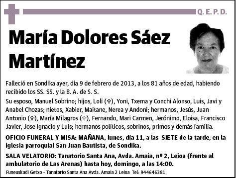 SAEZ MARTINEZ,MARIA DOLORES