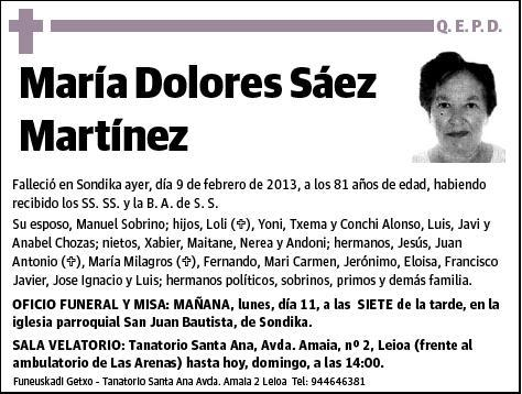 SAEZ MARTINEZ,MARIA DOLORES