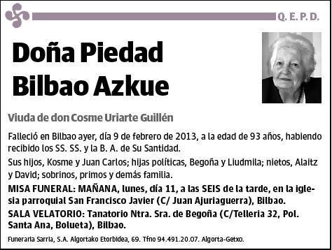 BILBAO AZKUE,PIEDAD