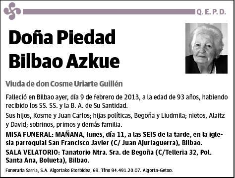 BILBAO AZKUE,PIEDAD