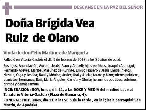 VEA RUIZ DE OLANO,BRIGIDA