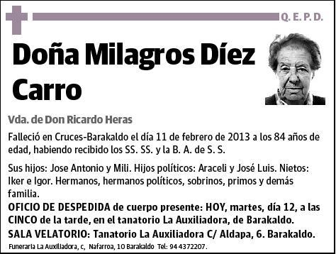 DIEZ CARRO,MILAGROS