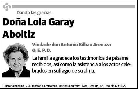 GARAY ABOITIZ,LOLA