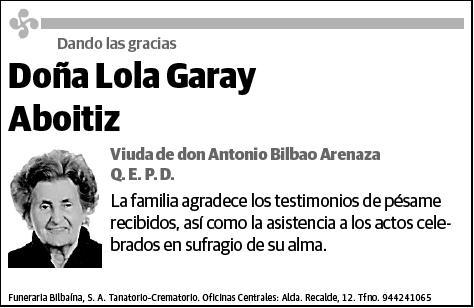 GARAY ABOITIZ,LOLA