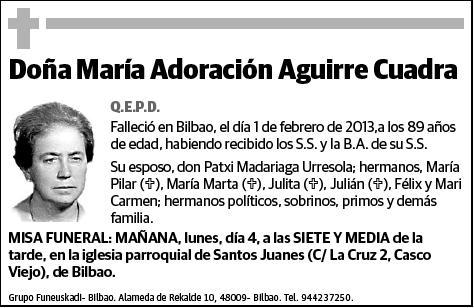 AGUIRRE CUADRA,MARIA ADORACION