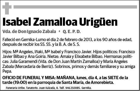 ZAMALLOA URIGÜEN,ISABEL