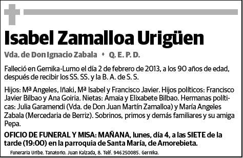 ZAMALLOA URIGÜEN,ISABEL